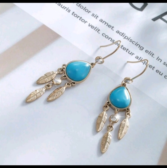 Turquoise DreamCatcher Drop Earrings - Picture 3 of 3